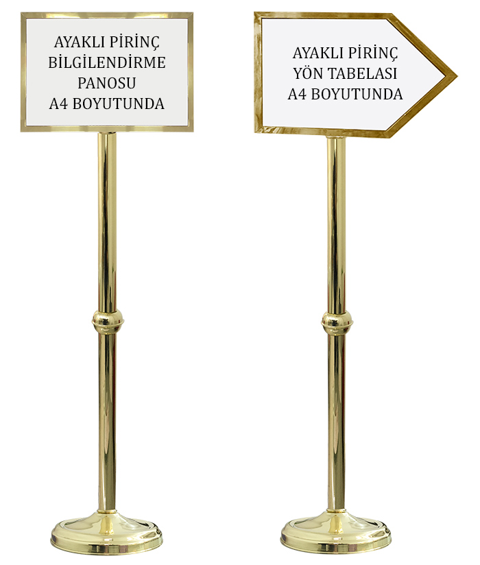 Pirinç Ayaklı Yönlendirme Panosu, Pirinç Bilgilendirme Panosu, Yönlendirme Oku