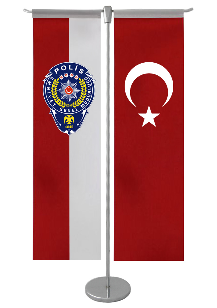 T Masa Bayrak Direği - T Direk Krom Nikel - 8 cm