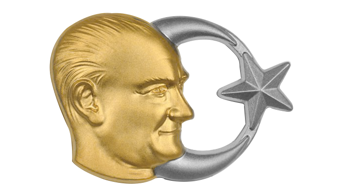 Çift Renkli Ay-Yıldızlı Atatürk Rozeti - AR7