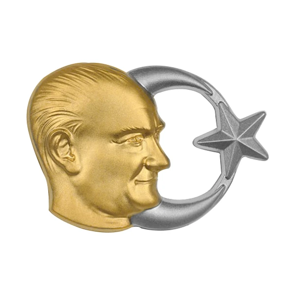 Çift Renkli Ay-Yıldızlı Atatürk Rozeti - AR7