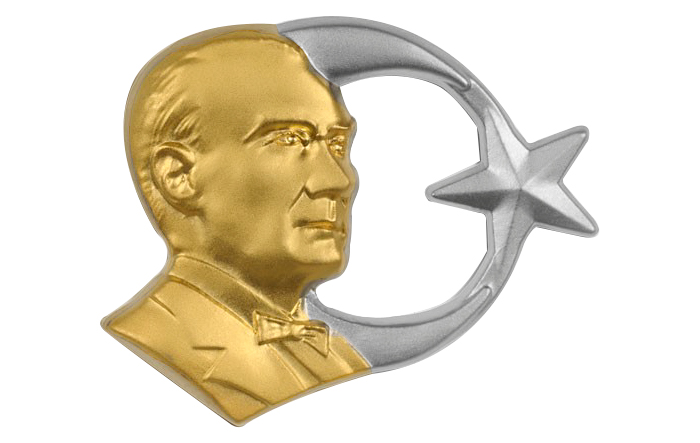 Çift Renkli Ay-Yıldızlı Büst Atatürk Rozeti - AR8
