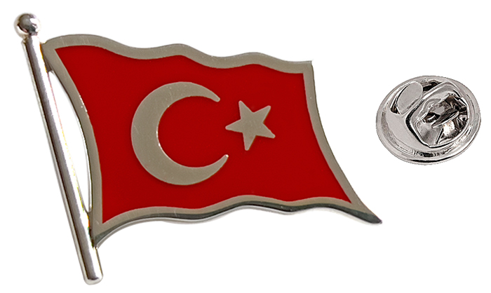 TBR15 Gümüş Dalgalanan Türk Bayrağı Rozeti