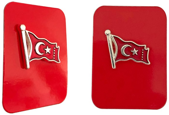 TBR17 Dalgalı Türk Bayrağı Rozeti - Kaliteli Bayrak Rozeti