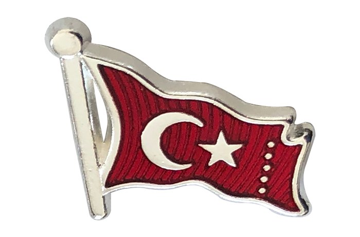 TBR17 Dalgalı Türk Bayrağı Rozeti - Kaliteli Bayrak Rozeti