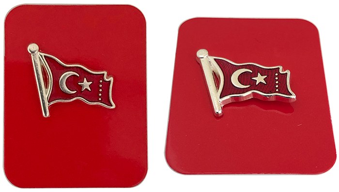 TBR17 Dalgalı Türk Bayrağı Rozeti - Kaliteli Bayrak Rozeti