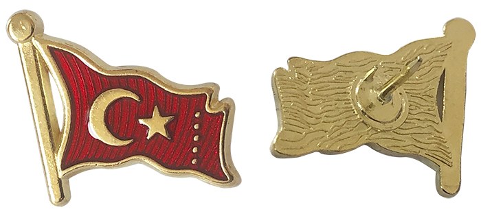 TBR17 Dalgalı Türk Bayrağı Rozeti - Kaliteli Bayrak Rozeti