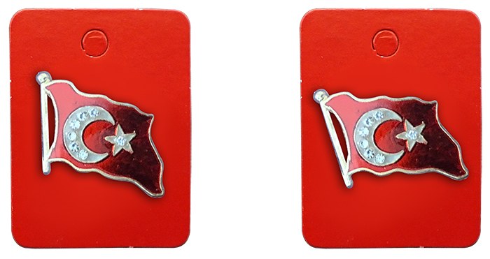 TBR19 Dalgalı Türk Bayrağı Rozeti - Cumhurbaşkanı Rozeti- Vip Rozet