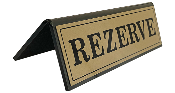 R06 - Pleksiglass Masa Rezerve Yazıları - Alüminyum Plakalı