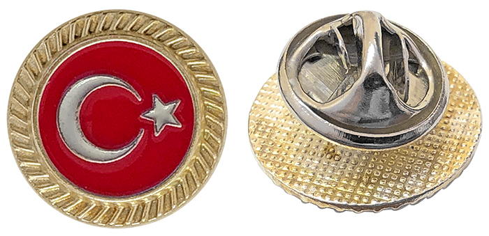 TBR24 Döküm Yuvarlak Türk Bayrağı Yaka Rozeti