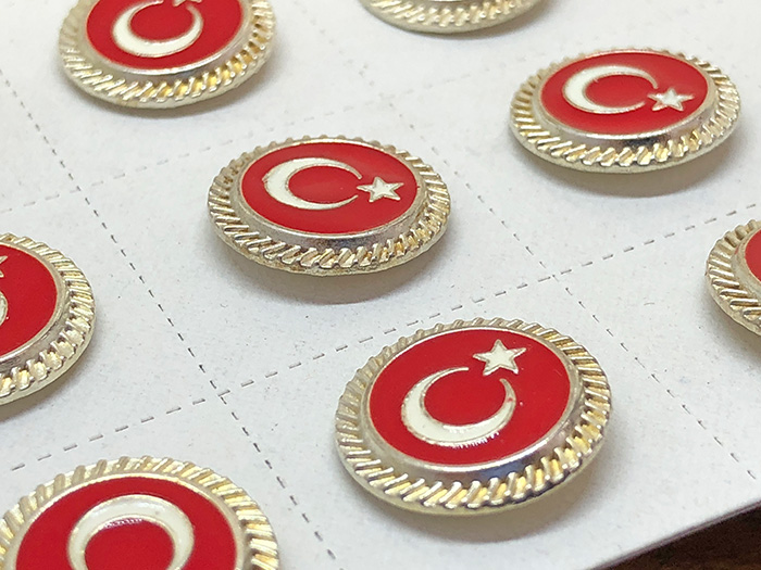 TBR24 Döküm Yuvarlak Türk Bayrağı Yaka Rozeti