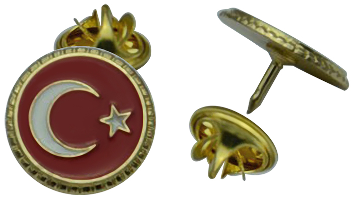 TBR24 Döküm Yuvarlak Türk Bayrağı Yaka Rozeti