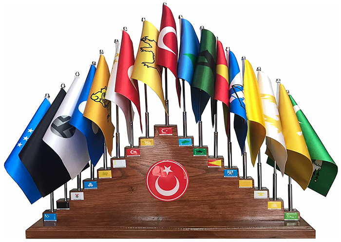 17 Li Eski Türk Devletleri Ahşap Kaideli Masa Bayrak Direği