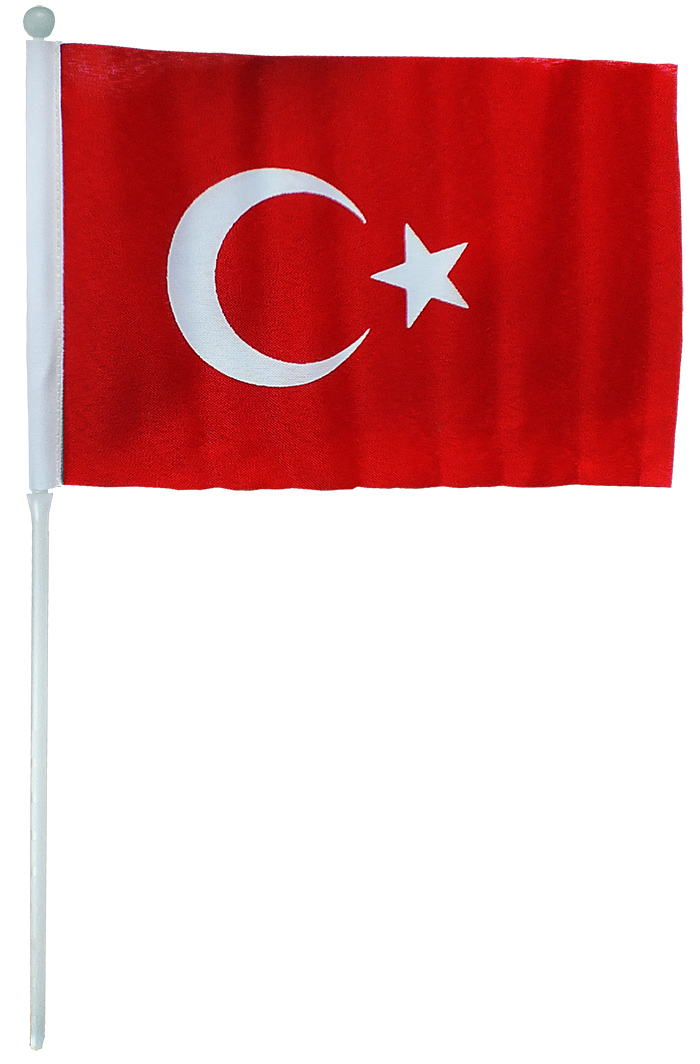 Elde Sallama Kumaş Türk Bayrağı 17x25,5 cm Ponje PVC Saplı