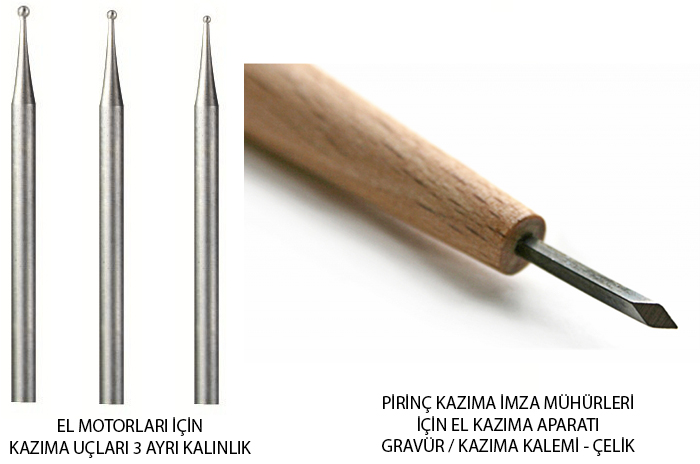 Kazıma İmza Mühürü El Aparatları ve Kazıma Uçları