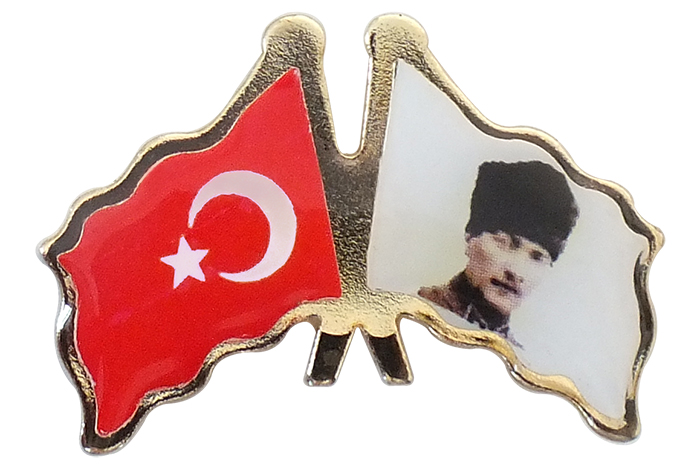 TBR28 Bayraklı Atatürk Yaka Rozeti - Ekonomik Ucuz 2'Li Rozet