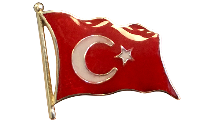 TBR41 925 Ayar Gümüş Türk Bayrağı Rozeti 3D