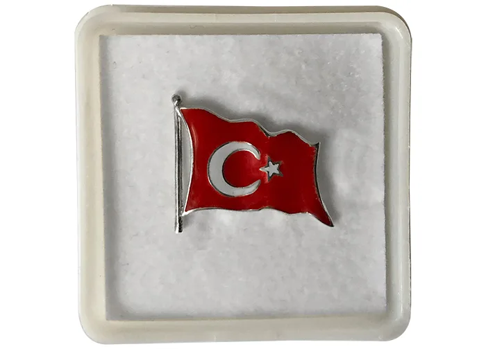TBR41 925 Ayar Gümüş Türk Bayrağı Rozeti 3D