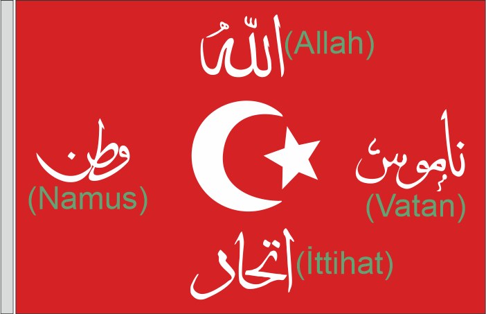 İttihad-i İslâm Sancağı - Allah Vatan Namus İttihad Bayrağı - Ters Bayrak