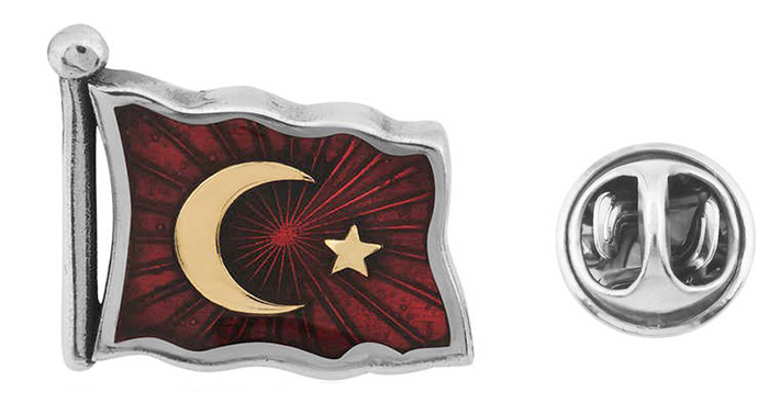 TBR44 925 Ayar Türk Bayrağı Rozeti
