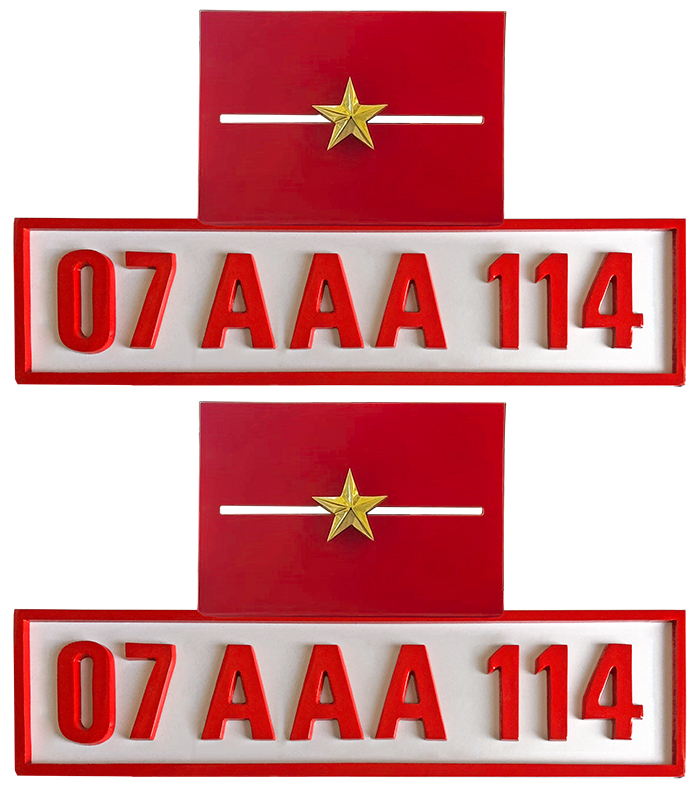 Askeri Makam Araçları için Takmatik Plaka Seti Yıldızlı AAA