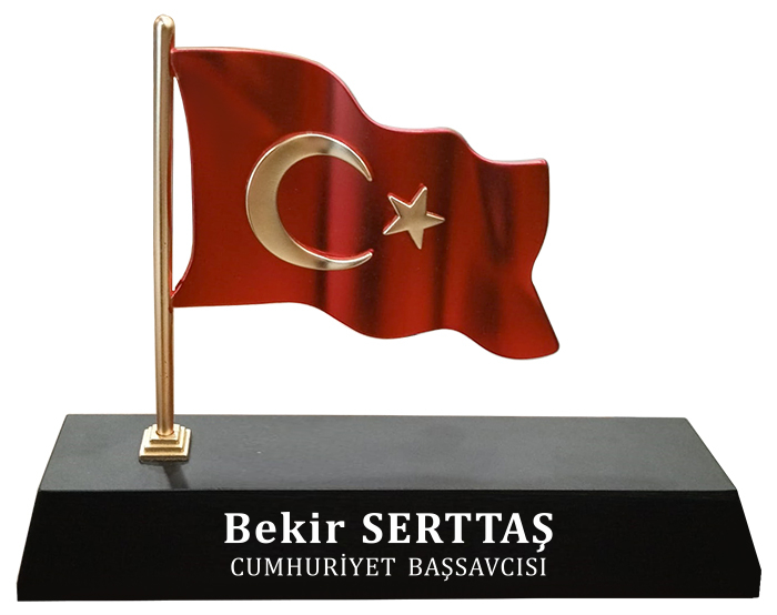 MVIP03 Vip Dalgalanan Türk Bayraklı Masa İsimliği