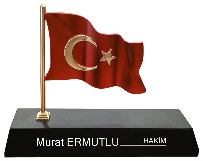 MVIP03 Vip Dalgalanan Türk Bayraklı Masa İsimliği