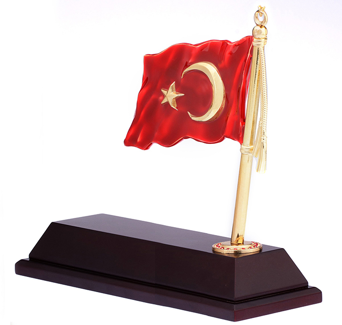 MVIP01 Vip Dalgalanan Türk Bayraklı Masa İsimliği