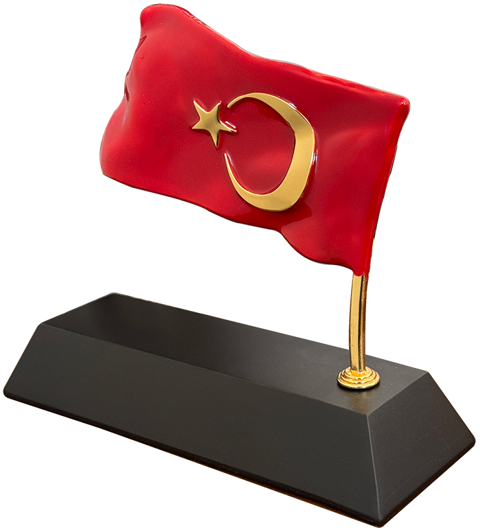MVIP04 Dalgalanan Türk Bayraklı Masa İsimliği