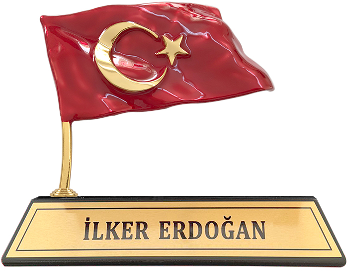 MVIP04 Dalgalanan Türk Bayraklı Masa İsimliği