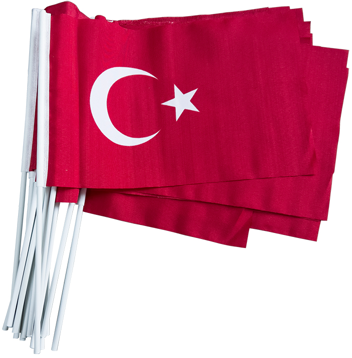 20x30 cm Elde Sallama Saplı-Sopalı Kumaş Türk Bayrağı ESTB20X30