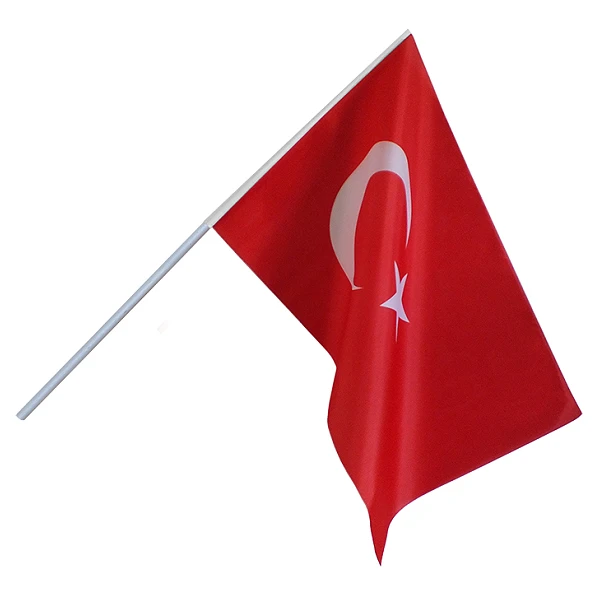 30x45 cm Elde Sallama Saplı-Sopalı Kumaş Türk Bayrağı ESTB30X45
