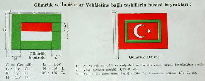 Gümrük ve İnhisarlar Vekaletine Bağlı Teşkillerin Hususi Bayrakları - Gümrük Bayrağı