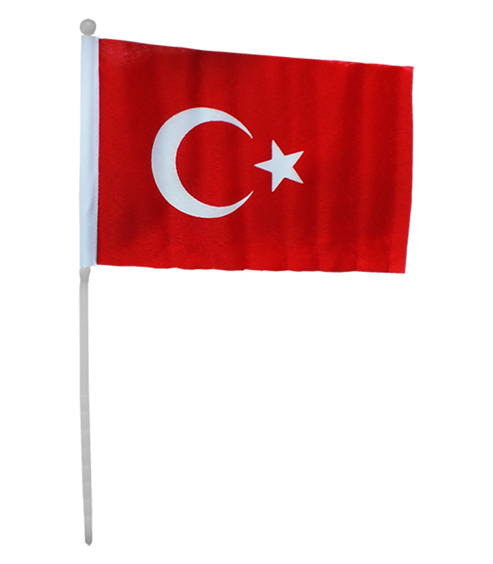 Elde Sallama Kumaş Türk Bayrağı - PVC Saplı Bayrak