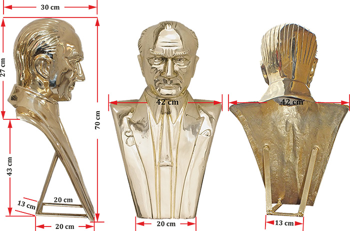 70 cm Pirinç Atatürk Büstü - 70PABKM