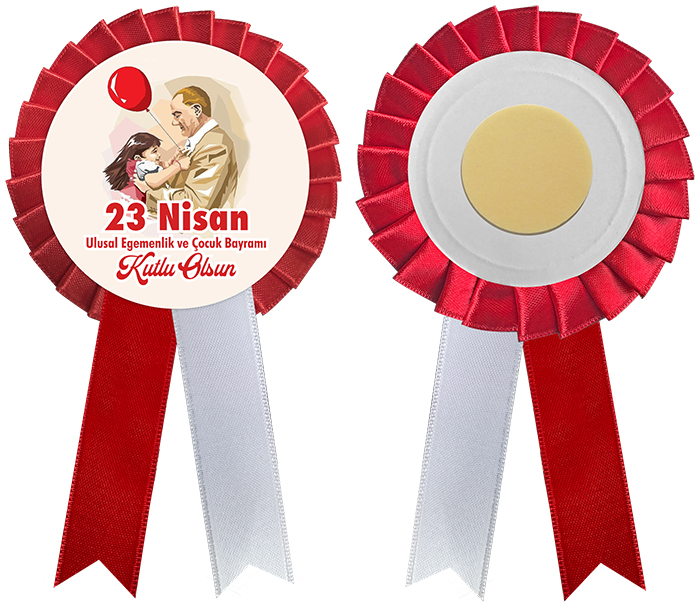 23 Nisan Saten Yaka Kokartı - Çocuk Bayramı Saten Yaka Kokartı