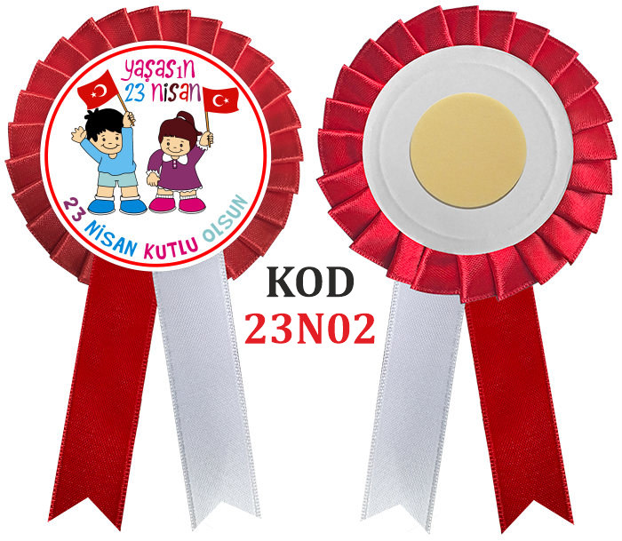 23 Nisan Saten Yaka Kokartı - Çocuk Bayramı Saten Yaka Kokartı