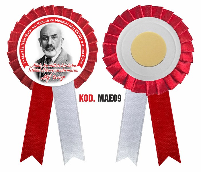 12 Mart İstiklal Marşı'nın Kabulü ve Mehmet Akif Ersoy'u Anma Saten Yaka Kokartı