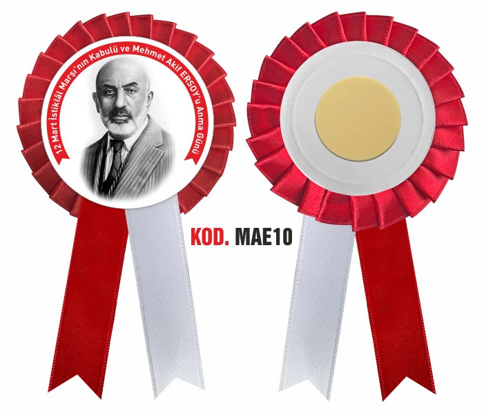12 Mart İstiklal Marşı'nın Kabulü ve Mehmet Akif Ersoy'u Anma Saten Yaka Kokartı