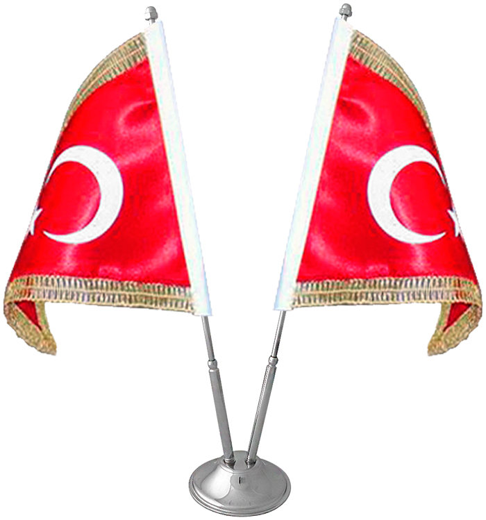 İkili Krom-Nikel Masa Bayrak Direği - 2'li