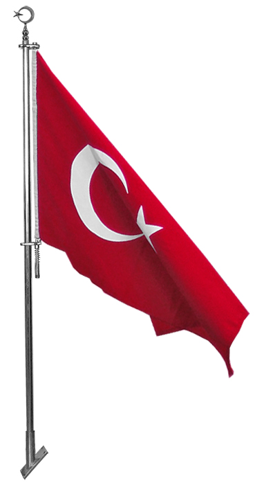 Yaylı Sistem Duvara Monte Edilen Krom-Nikel Bayrak Direği - Duvar Direği