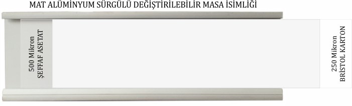 Alüminyum Sürgülü Masa İsimliği - AL12 Mat