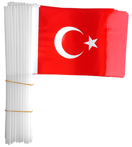 Plastik Sopalı Kağıt Türk Bayrağı - Büyük Boy - TC1