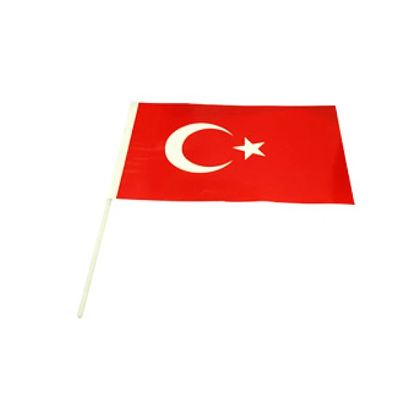 Plastik Sopalı Kağıt Türk Bayrağı - Büyük Boy - TC1
