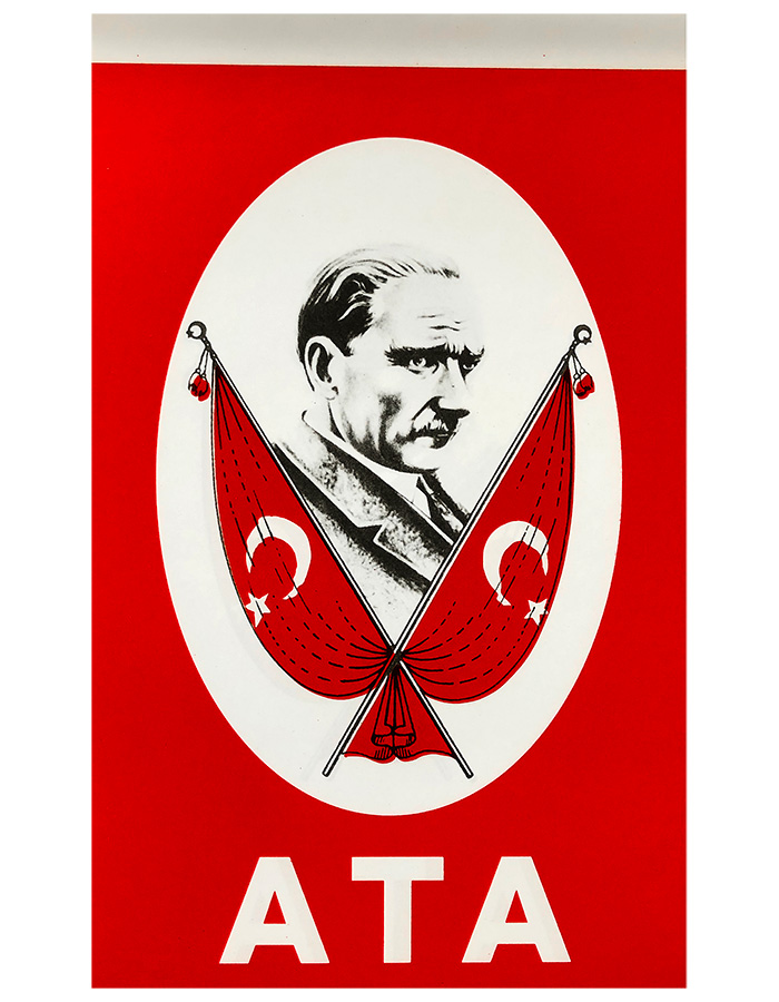 TC2 Sopalı Atatürk'lü Kağıt Türk Bayrağı - Büyük Boy
