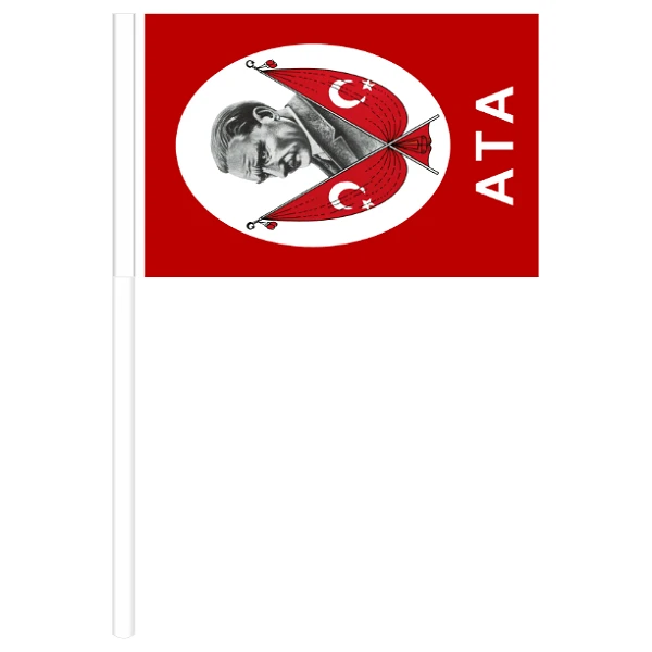 TC2 Sopalı Atatürk'lü Kağıt Türk Bayrağı - Büyük Boy