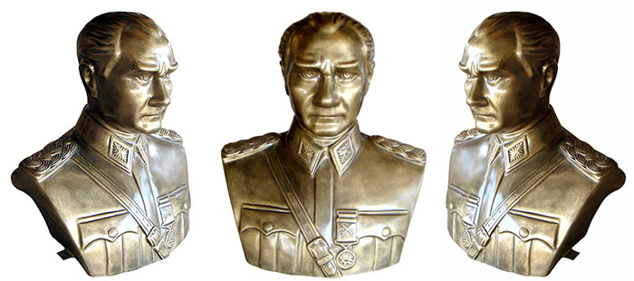 80 cm FRP Fiberglass Maraşal Atatürk Büstü