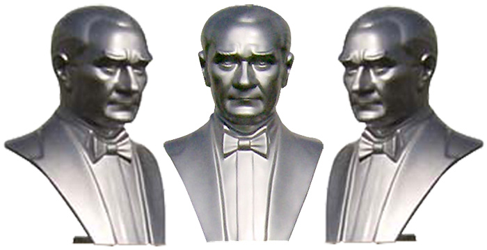 80 cm FRP Fiberglass Papyonlu Atatürk Büstü - Arkası Açık