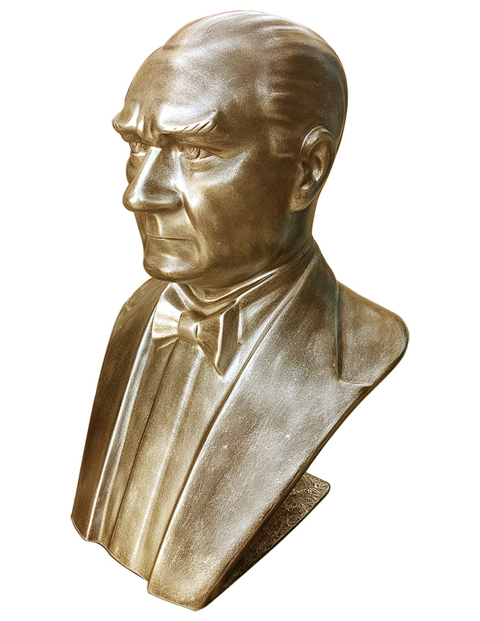 80 cm FRP Fiberglass Papyonlu Atatürk Büstü - Arkası Açık