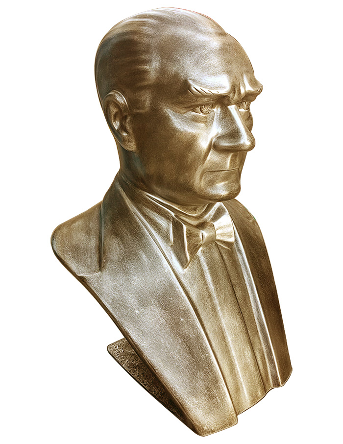 80 cm FRP Fiberglass Papyonlu Atatürk Büstü - Arkası Açık