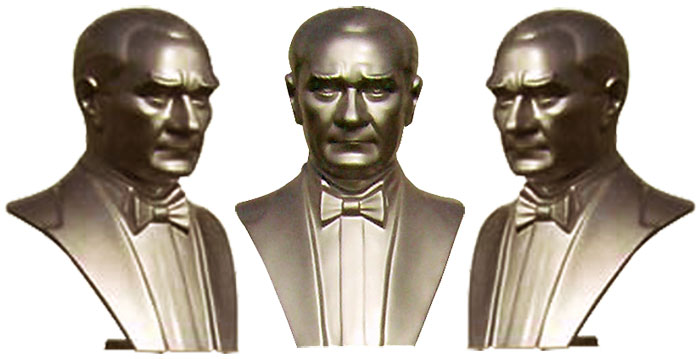 80 cm FRP Fiberglass Papyonlu Atatürk Büstü - Arkası Açık